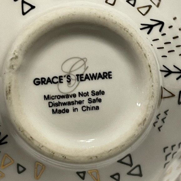 GRACE'S TEAWARE METALLIC GOLD Arrows  Geometric TEA Cup COFFEE MUG  READ - Picture 6 of 9